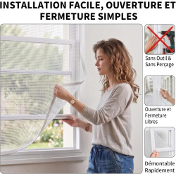 Bksai moustiquaire anti-chute pour chat – renforcée anti-griffes 320g/m², protection fenêtre sécurisée sans perçage, filet auto-