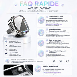Adaptateur CarPlay sans Fil et Android Auto 2-en-1, Dongle Plug & Play pour Voiture avec WiFi 5.8GHz, pour iPhone et Android, Co