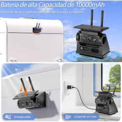 Solaire Caméra de Recul sans Fil avec 7" Moniteur 1080P, Magnétique à Batterie Rechargeable 10000 mAh, Prend en 4 Caméras, pour 