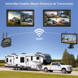Solaire Caméra de Recul sans Fil avec 7" Moniteur 1080P, Magnétique à Batterie Rechargeable 10000 mAh, Prend en 4 Caméras, pour 