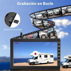 Solaire Caméra de Recul sans Fil avec 7" Moniteur 1080P, Magnétique à Batterie Rechargeable 10000 mAh, Prend en 4 Caméras, pour 