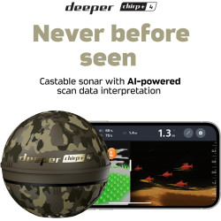 Détecteur de poissons Deeper CHIRP+ 4 à commande vocale et alimenté par l'IA avec GPS – Sonar portable pour la pêche en bateau, 