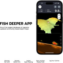 Détecteur de poissons Deeper CHIRP+ 4 à commande vocale et alimenté par l'IA avec GPS – Sonar portable pour la pêche en bateau, 