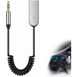 Adaptateur bleutooth jack 6.0 pour voiture, récepteur bleutooth auxiliaire 3.5mm avec micro intégré pour kit main libre, prise b