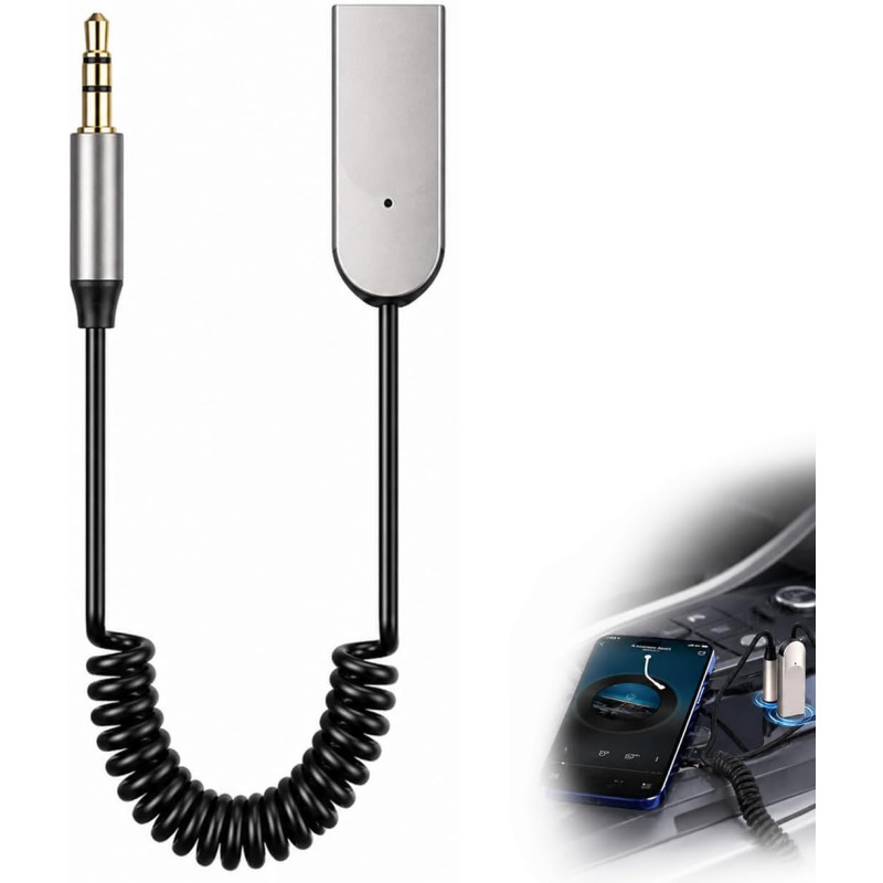 Adaptateur bleutooth jack 6.0 pour voiture, récepteur bleutooth auxiliaire 3.5mm avec micro intégré pour kit main libre, prise b
