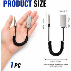 Adaptateur bleutooth jack 6.0 pour voiture, récepteur bleutooth auxiliaire 3.5mm avec micro intégré pour kit main libre, prise b