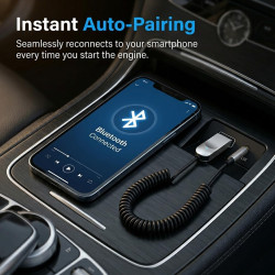 Adaptateur bleutooth jack 6.0 pour voiture, récepteur bleutooth auxiliaire 3.5mm avec micro intégré pour kit main libre, prise b