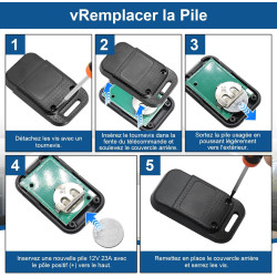 433,42MHz 2 Canaux Telecommande Portail S0-mfy pour 2401539, 1841025,1841026, 3PCS, Rolling Code, Télécommande Bip Portail de Ga