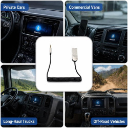 Adaptateur bleutooth jack 6.0 pour voiture, récepteur bleutooth auxiliaire 3.5mm avec micro intégré pour kit main libre, prise b