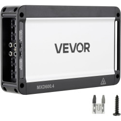 VEVOR Amplificateur Audio Voiture, Ampli de Puissance à 4 Canaux Pontables pour Subwoofer, Classe D à Gamme Complète, Amplificat