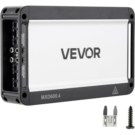 VEVOR Amplificateur Audio Voiture, Ampli de Puissance à 4 Canaux Pontables pour Subwoofer, Classe D à Gamme Complète, Amplificat