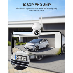WOLFANG Caméra de sécurité Solaire d'extérieur 1080p PTZ WiFi 360° (2,4 G Uniquement), détection de Mouvement PIR, Vision Noctur