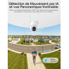 WOLFANG Caméra de sécurité Solaire d'extérieur 1080p PTZ WiFi 360° (2,4 G Uniquement), détection de Mouvement PIR, Vision Noctur