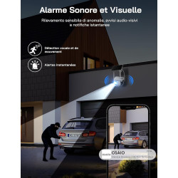 WOLFANG Caméra de sécurité Solaire d'extérieur 1080p PTZ WiFi 360° (2,4 G Uniquement), détection de Mouvement PIR, Vision Noctur