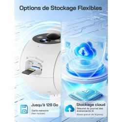 WOLFANG Caméra de sécurité Solaire d'extérieur 1080p PTZ WiFi 360° (2,4 G Uniquement), détection de Mouvement PIR, Vision Noctur