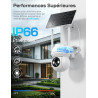 WOLFANG Caméra de sécurité Solaire d'extérieur 1080p PTZ WiFi 360° (2,4 G Uniquement), détection de Mouvement PIR, Vision Noctur