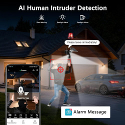 10X Caméra de Surveillance WiFi Extérieure Sans Fil,4K Triple Objectif Camera Extérieur Solaire avec Panneau,Détection Humaine P