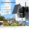10X Caméra de Surveillance WiFi Extérieure Sans Fil,4K Triple Objectif Camera Extérieur Solaire avec Panneau,Détection Humaine P
