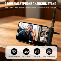 Adaptateur Support Téléphone avec Connecteur Type-C, Handyhalterung Mains Libres pour Smartphone, Ajoute Une Fonction Support à 