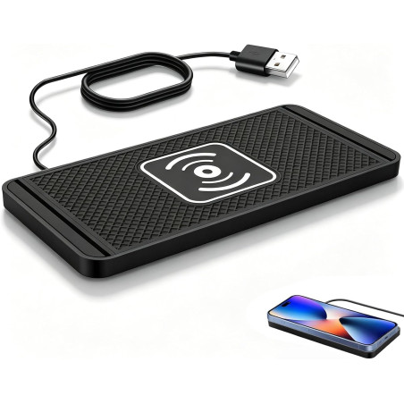 15 W Chargeur de Voiture sans Fil Tapis de Chargement Rapide sans Fil QI pour Voiture Tapis de Charge Rapide antidérapant avec U