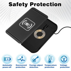 15 W Chargeur de Voiture sans Fil Tapis de Chargement Rapide sans Fil QI pour Voiture Tapis de Charge Rapide antidérapant avec U
