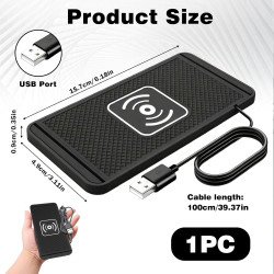 15 W Chargeur de Voiture sans Fil Tapis de Chargement Rapide sans Fil QI pour Voiture Tapis de Charge Rapide antidérapant avec U