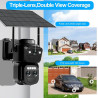 4K Caméra de Surveillance WiFi Extérieure Sans Fil,10X Triple Objectif Camera Solaire Extérieur avec Panneau,360° PTZ Sécurité à
