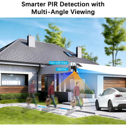 4K Caméra de Surveillance WiFi Extérieure Sans Fil,10X Triple Objectif Camera Solaire Extérieur avec Panneau,360° PTZ Sécurité à