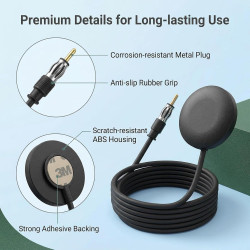 Antenne Voiture FM, Antenne Radio Voiture Universelle pour Voiture, Camion, SUV - Antenne Autoradio avec Prise DIN 3M et Câble d