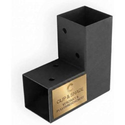 CLIP & SHADE Support de poteau 90 x 90 cm Connecteur d'angle 2 voies pour poteaux en bois | Chaussures de poutre 9 x 9 cm galvan