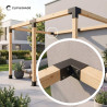 CLIP & SHADE Support de poteau 90 x 90 cm Connecteur d'angle 2 voies pour poteaux en bois | Chaussures de poutre 9 x 9 cm galvan