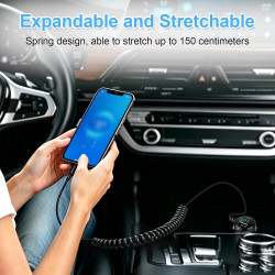 100W Allume Cigare USB C Adaptateur 12V 2 Port USB PD 30W Charge Rapide avec Spiralé Câble pour iPhone 17/16/15 Pro Max iPad Sam