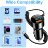 100W Allume Cigare USB C Adaptateur 12V 2 Port USB PD 30W Charge Rapide avec Spiralé Câble pour iPhone 17/16/15 Pro Max iPad Sam