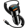 100W Allume Cigare USB C Adaptateur 12V 2 Port USB PD 30W Charge Rapide avec Spiralé Câble pour iPhone 17/16/15 Pro Max iPad Sam