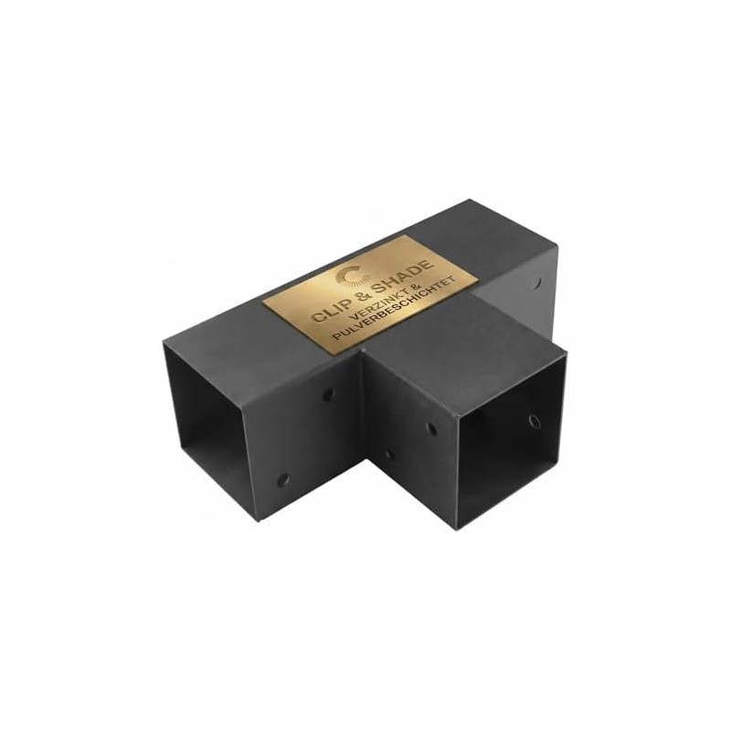 Clip'n'Shade Support de poteau 90x90 T-Connecteur d'angle à 3 voies pour poteaux en bois | Pieds de poutre 9x9 zingués et thermo