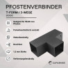 Clip'n'Shade Support de poteau 90x90 T-Connecteur d'angle à 3 voies pour poteaux en bois | Pieds de poutre 9x9 zingués et thermo