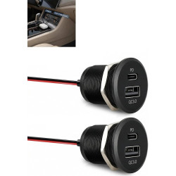 Prise USB Aluminium 12V pour Camping-Car avec Double Port USB-C PD3.0 et USB-A QC3.0 - Charge Rapide pour Bateau, Caravane - Pui