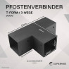 Clip'n'Shade Support de poteau 90x90 T-Connecteur d'angle à 3 voies pour poteaux en bois | Pieds de poutre 9x9 zingués et thermo