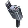 toocki Chargeur Voiture 105W, 4 en 1 Adaptateur Allume Cigare avec 2 Câbles USB-C Rétractables, Bloc PD45W & QC3.0, Charge Rapid