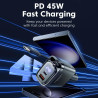 toocki Chargeur Voiture 105W, 4 en 1 Adaptateur Allume Cigare avec 2 Câbles USB-C Rétractables, Bloc PD45W & QC3.0, Charge Rapid
