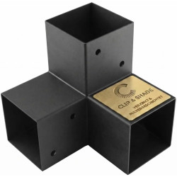 CLIP & SHADE Support de poteau 90 x 90 mm Connecteur d'angle en Y 3 voies pour poteaux en bois | Chaussures de poutre 9 x 9 cm g