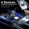 toocki Chargeur Voiture 105W, 4 en 1 Adaptateur Allume Cigare avec 2 Câbles USB-C Rétractables, Bloc PD45W & QC3.0, Charge Rapid