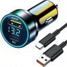 QLK Chargeur Allume Cigare 120W USB C, Chargeur Voiture Charge Rapide Double Port avec Câble USB C 6A, Charge Rapide pour Compat