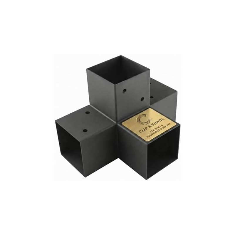CLIP & SHADE Support de poteau 90 x 90 cm Connecteur d'angle en X 4 voies pour poteaux en bois | Chaussures de poutre 9 x 9 cm g