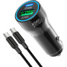 Chargeur allume-cigare USB C, PD45W & QC30W avec câble de charge de type C de 2 m pour Samsung Galaxy S26 Ultra S25 S24 A56 A55 