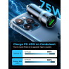 Chargeur allume-cigare USB C, PD45W & QC30W avec câble de charge de type C de 2 m pour Samsung Galaxy S26 Ultra S25 S24 A56 A55 