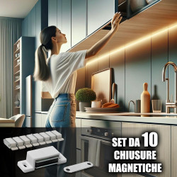 IPEA Loquets Magnetiques de Porte pour Meuble, Portes, Armoires – [ 10 PIÈCES ] – Fermeture Magnétique avec Aimants pour Placard