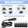 12V 5A Chargeur Allume‑Cigare Universel avec 8 Connecteurs, Prise DC 5,5 x 2,1 mm pour Lecteur DVD, GPS, Routeurs, Haut‑Parleurs