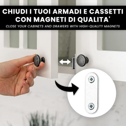 IPEA Loquets Magnetiques de Porte pour Meuble, Portes, Armoires – [ 10 PIÈCES ] – Fermeture Magnétique avec Aimants pour Placard