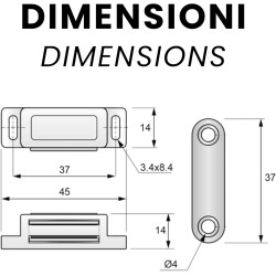 IPEA Loquets Magnetiques de Porte pour Meuble, Portes, Armoires – [ 10 PIÈCES ] – Fermeture Magnétique avec Aimants pour Placard